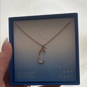 a new day Gold Initial C Pendant Necklace - Gold and White Accents